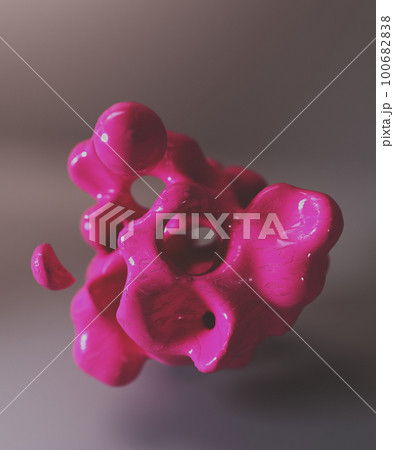 Abstract pink macro cell of organic shape. 3d render, 3d illustration. 100682838