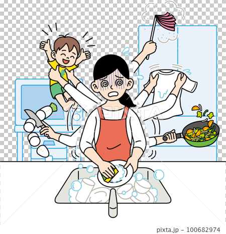 家事育児に忙しい主婦 家事育児に忙しい主婦 100682974