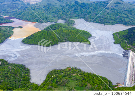 Aerial view of a big waste decanting lake Aerial view of a big waste decanting lake 100684544