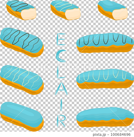 Various sweet tasty eclair 100684696