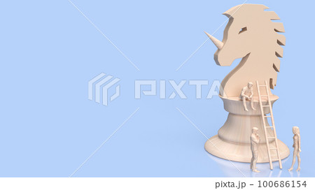 Man and wood unicorn chess for Business concept 3d rendering Man and wood unicorn chess for Business concept 3d rendering 100686154