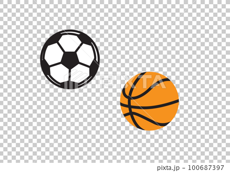 サッカーボールとバスケットボールのイラスト 100687397