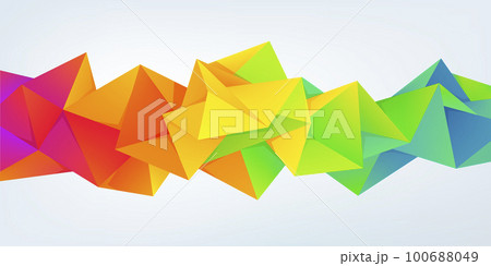Vector abstract facet, low poly geometric triangle background. 3d crystal colorful shape, banner, horizontal orientation. 100688049