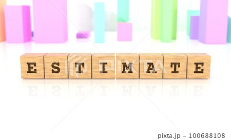 ESTIMATEの文字が印字された木製ブロック ESTIMATEの文字が印字された木製ブロック 100688108