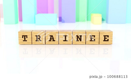 TRAINEEの文字が印字された木製ブロック TRAINEEの文字が印字された木製ブロック 100688113