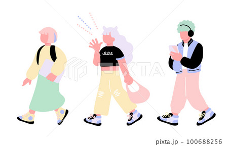Z世代をイメージするポップな若者のイラスト Z世代をイメージするポップな若者のイラスト 100688256