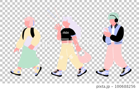 Z世代をイメージするポップな若者のイラスト Z世代をイメージするポップな若者のイラスト 100688256
