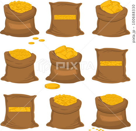 big colored set different types bags, full sack of coins big colored set different types bags, full sack of coins 100688330