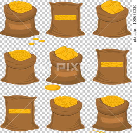big colored set different types bags, full sack of coins big colored set different types bags, full sack of coins 100688330
