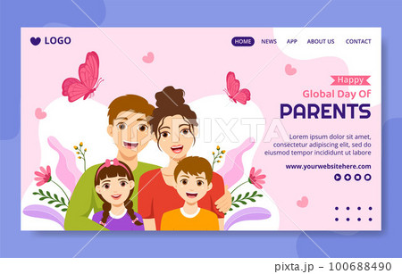 Global Day of Parents Social Media Landing Page Cartoon Hand Drawn Template Background Illustration Global Day of Parents Social Media Landing Page Cartoon Hand Drawn Template Background Illustration 100688490