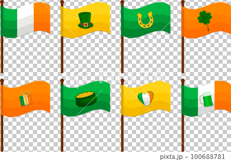 Irish holiday St Patrick day, big set from flags on stick Irish holiday St Patrick day, big set from flags on stick 100688781