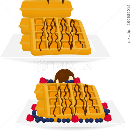 various sweet tasty waffles 100689016