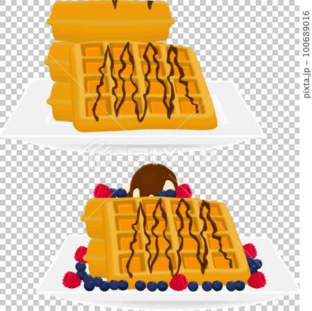 various sweet tasty waffles 100689016