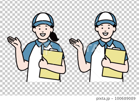案内をする引っ越し業者の男女/見積り カラー 案内をする引っ越し業者の男女/見積り カラー 100689089