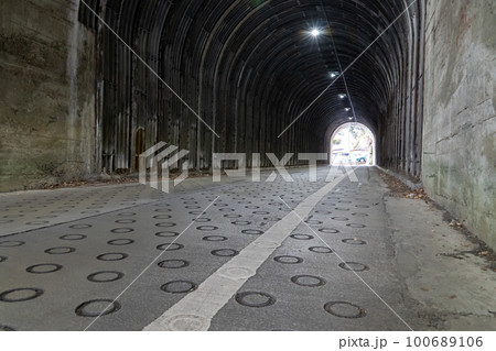 薄暗くて古めかしいトンネル 100689106