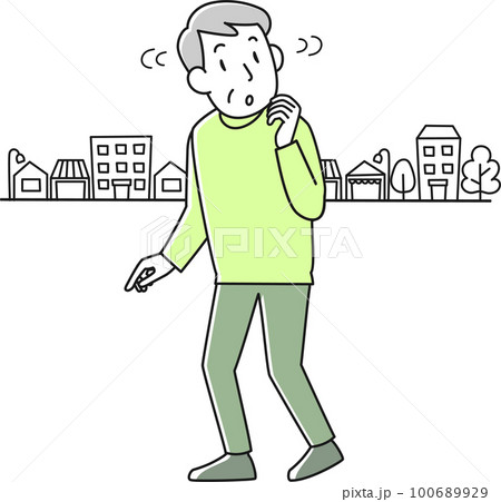 認知症のため場所が分からなくなって戸惑うシニア男性 100689929