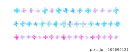 水彩画。水彩タッチの紫陽花ベクターイラスト。紫陽花の水彩フレーム。紫陽花の水彩背景素材。 100690121