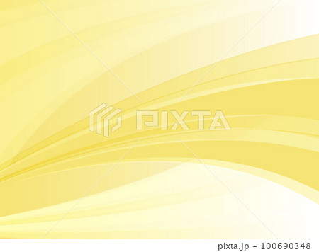 淡いライトカラーのウェーブ流線形抽象背景素材_イエロー 100690348