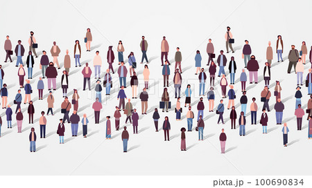 multiethnic people group mix race men women crowd in casual clothes standing together diversity multiculturalism 100690834
