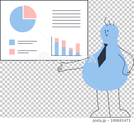 A business person who guides and explains data analysis with graphs and charts 100691471