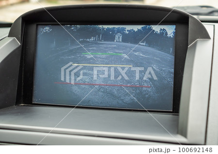 Car rear view video camera screen monitor display Car rear view video camera screen monitor display 100692148