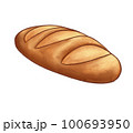 Fresh Baguette french bread. Hand drawn watercolor illustration 100693950