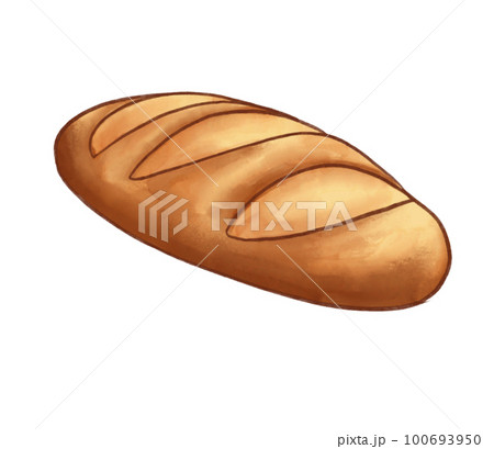 Fresh Baguette french bread. Hand drawn watercolor illustration 100693950