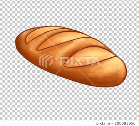 Fresh Baguette french bread. Hand drawn watercolor illustration 100693950