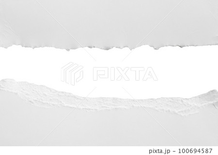 White ripped paper torn edges strips isolated on white background 100694587
