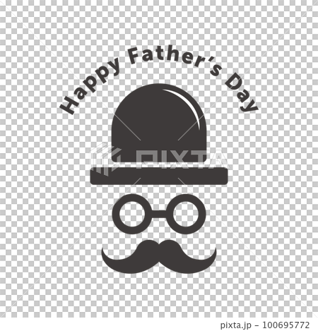 Logo style illustration of a gentleman with a hat, mustache and round glasses for Father's Day 100695772