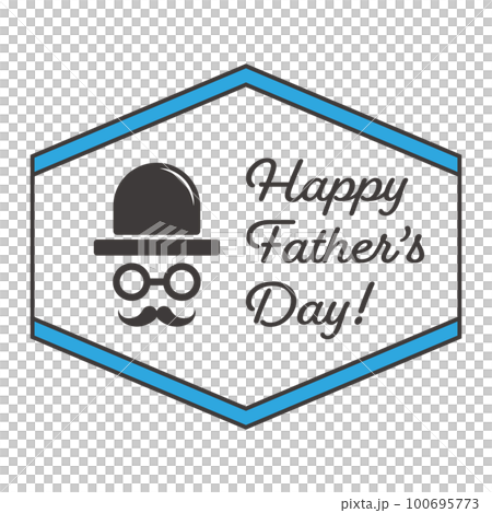 Gentleman's frame with hat and mustache and round glasses with Father's Day title 100695773