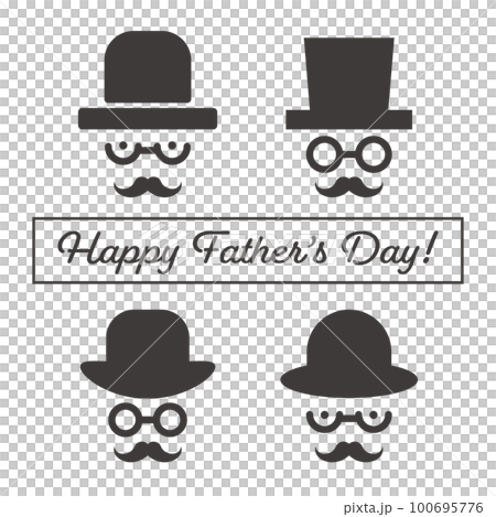 Father's day hat and mustache and round glasses - Stock