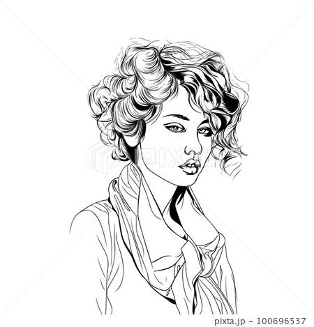 Art sketch of a beautiful woman with curly hair. Concept illustration Stock  Vector Image & Art - Alamy