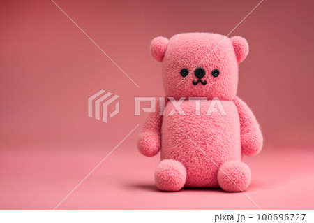 3d teddy bear toy on pink background, copy space. 3d teddy bear toy on pink background, copy space. 100696727