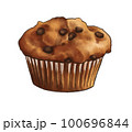 Watercolor chocolate muffin. dessert cupcake hand drawing illustration 100696844