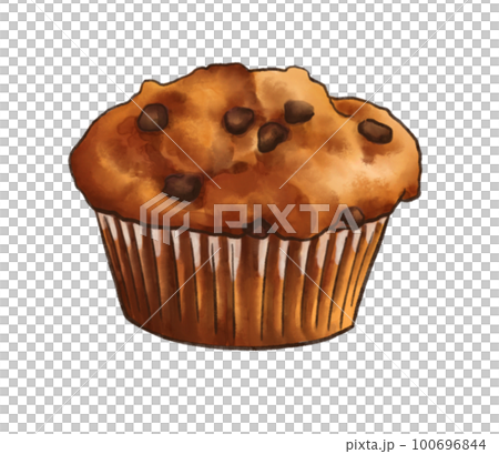 Watercolor chocolate muffin. dessert cupcake hand drawing illustration 100696844