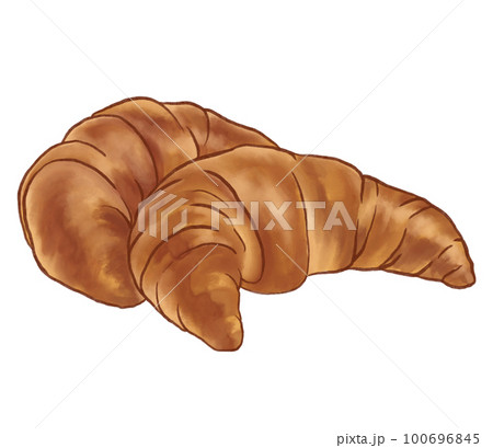 Watercolor croissant. French bread, baked. Hand drawn watercolor illustration 100696845