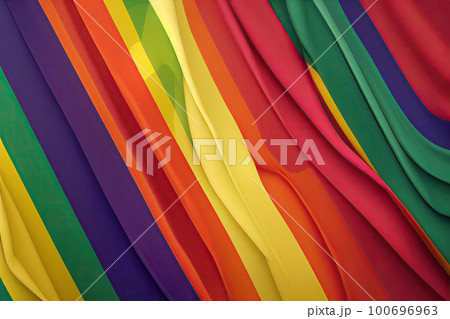 Abstract background of vibrant colors, which include red, orange, yellow, green, blue, and purple. Colors are representative of the LGBTQ plus flag, and their bold and bright appearance. 100696963