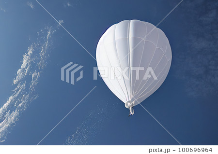 A Chinese-made white meteorological probe is shown flying in the sky, violating the airspace in its pursuit of atmospheric reconnaissance and research. A Chinese-made white meteorological probe is shown flying in the sky, violating the airspace in its pursuit of atmospheric reconnaissance and research. 100696964