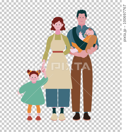 一家四口的插圖育兒夫婦幸福的家庭 一家四口的插圖育兒夫婦幸福的家庭 100697767