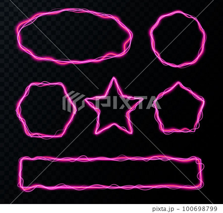 Light Twirl. Curve light effect of line. Luminous geometric figures. Rectangle, square and circle borders with green thunderbolt strikes and neon glowing isolated Light Twirl. Curve light effect of line. Luminous geometric figures. Rectangle, square and circle borders with green thunderbolt strikes and neon glowing isolated 100698799