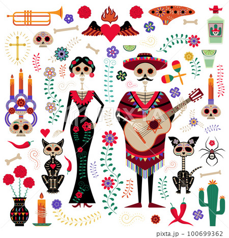 Mexico Day of the Dead Design Elements Set 100699362
