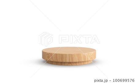 3D Rendering Wooden product stage isolated on white background 100699576