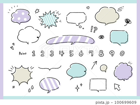 かわいい手書きの吹き出しB 100699609