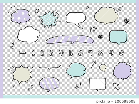 かわいい手書きの吹き出しB 100699609