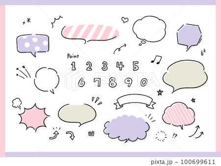 かわいい手書きの吹き出しA 100699611
