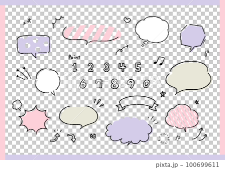 かわいい手書きの吹き出しA 100699611