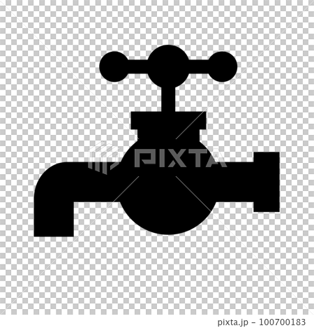 水道のアイコン。水道蛇口シルエット。ベクター。 水道のアイコン。水道蛇口シルエット。ベクター。 100700183