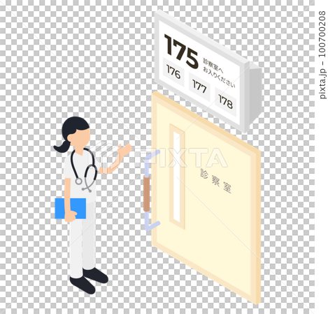 順番待ち・呼び出しシステムのアイソメトリックイラスト 100700208