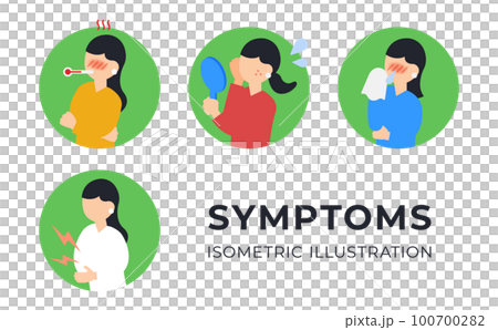 症狀/身體狀況不佳的女性圖標集 [Isometric] 100700282